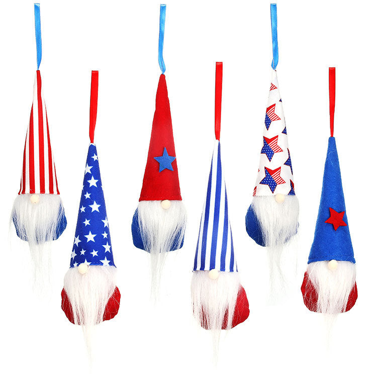 New American Independence Day Rudolph faceless pointed hat doll small pendant National Day decorations children's gift - Xvogue