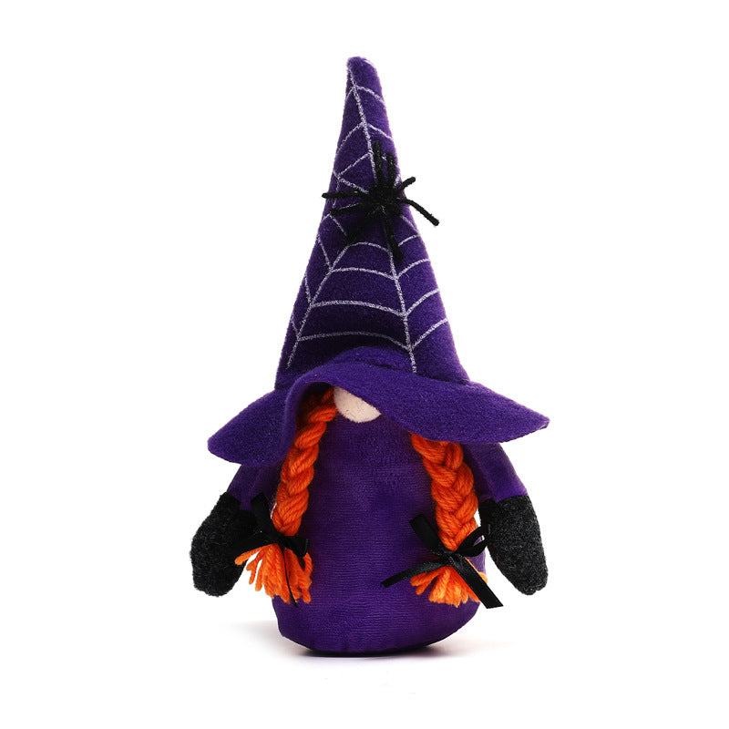 New Halloween decorations spider web hat Rudolph dwarf doll ghost festival faceless doll decoration - Xvogue