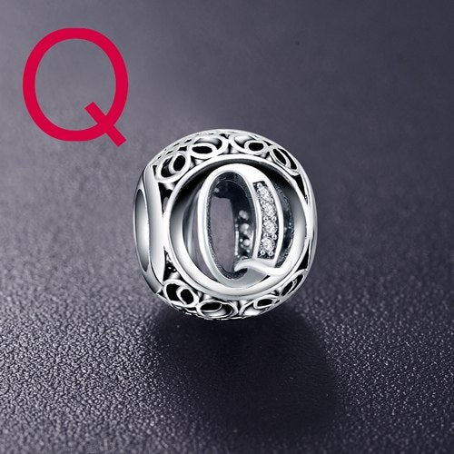 Sterling Silver Vintage Clear Letter Bead Charms | Fit Pandora Women Charm Bracelets Silver Jewelry - Xvogue