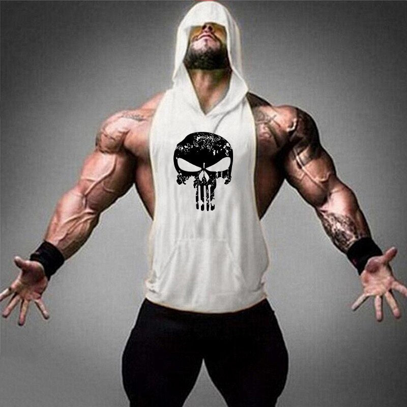 Skull Bodybuilding Stringer Shirt Fitness | Men Gym sleeveless hoodies - Xvogue