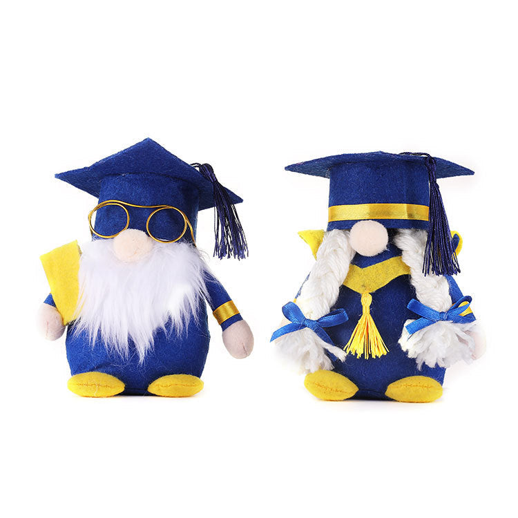 Graduation season blue dwarf faceless doll gift opening doctor hat Rudolph doll decoration toys - Xvogue