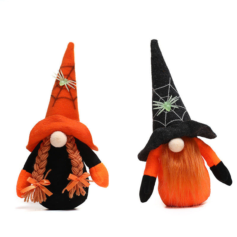 New Halloween decorations green spider Rudolph dwarf doll ghost festival faceless doll decoration - Xvogue
