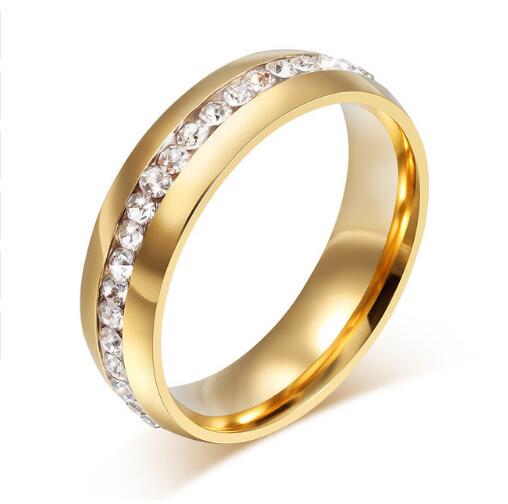 crystal wedding ring for women 6mm stainless steel engagement - Xvogue