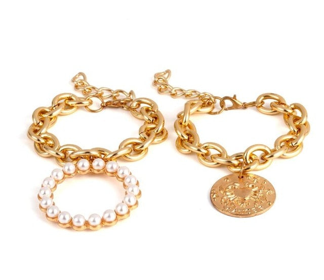 Exaggerated Charm Pearl Crab Pendant Bracelet | Cuff Bracelets Bangles Female Gifts - Xvogue