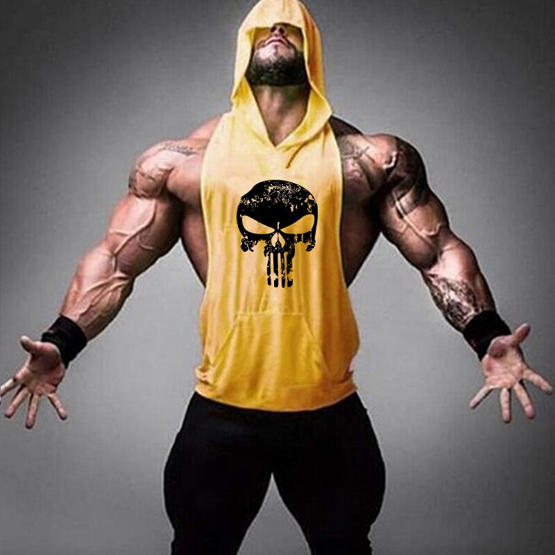 Skull Bodybuilding Stringer Shirt Fitness | Men Gym sleeveless hoodies - Xvogue