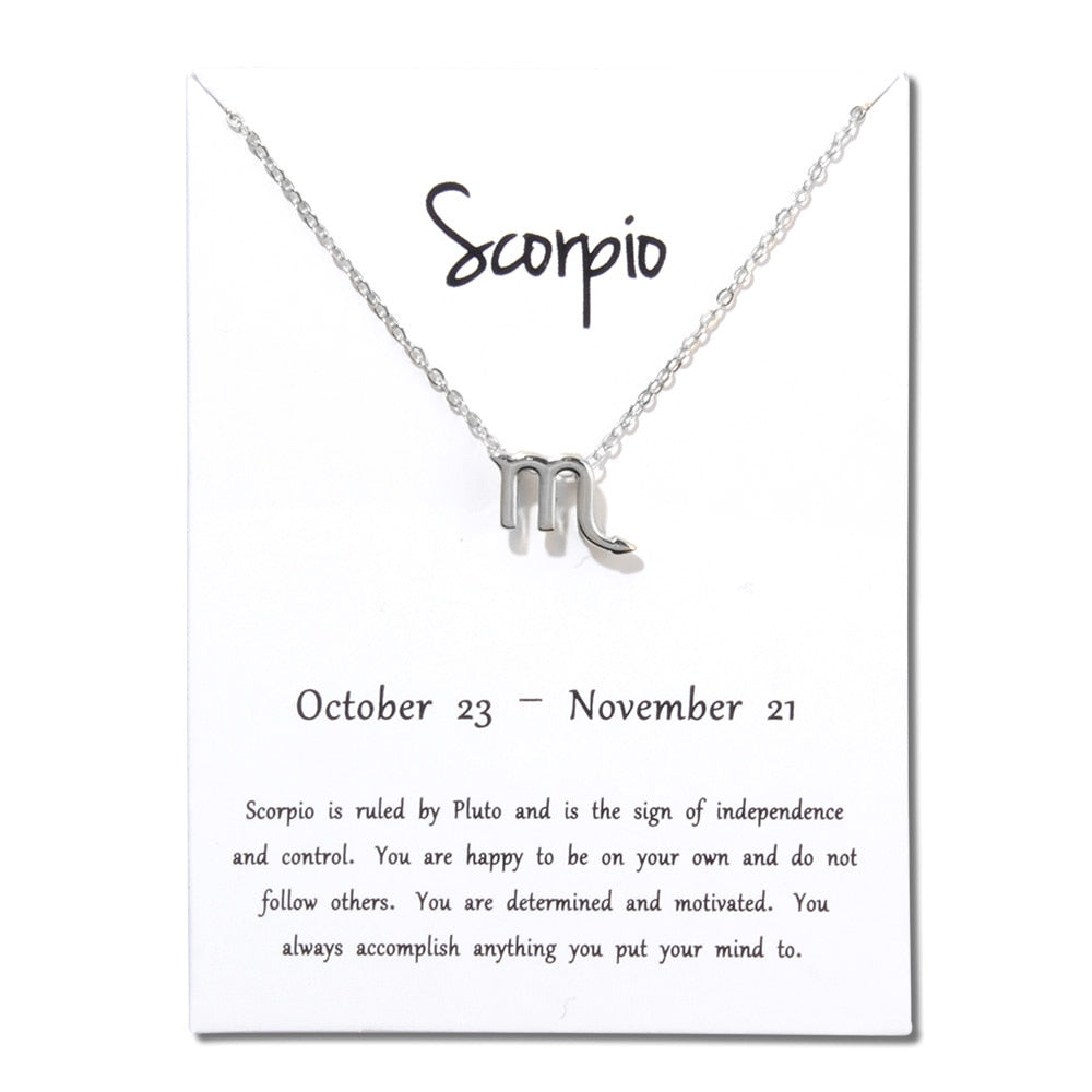 Birthday Gifts 12 Constellation Zodiac Pendant Necklace With White Card - Xvogue