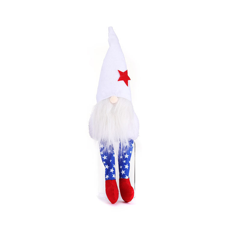 Lucky Snow New American Independence Day pointed hat long-legged Rudolph doll plush dwarf doll decorations - Xvogue