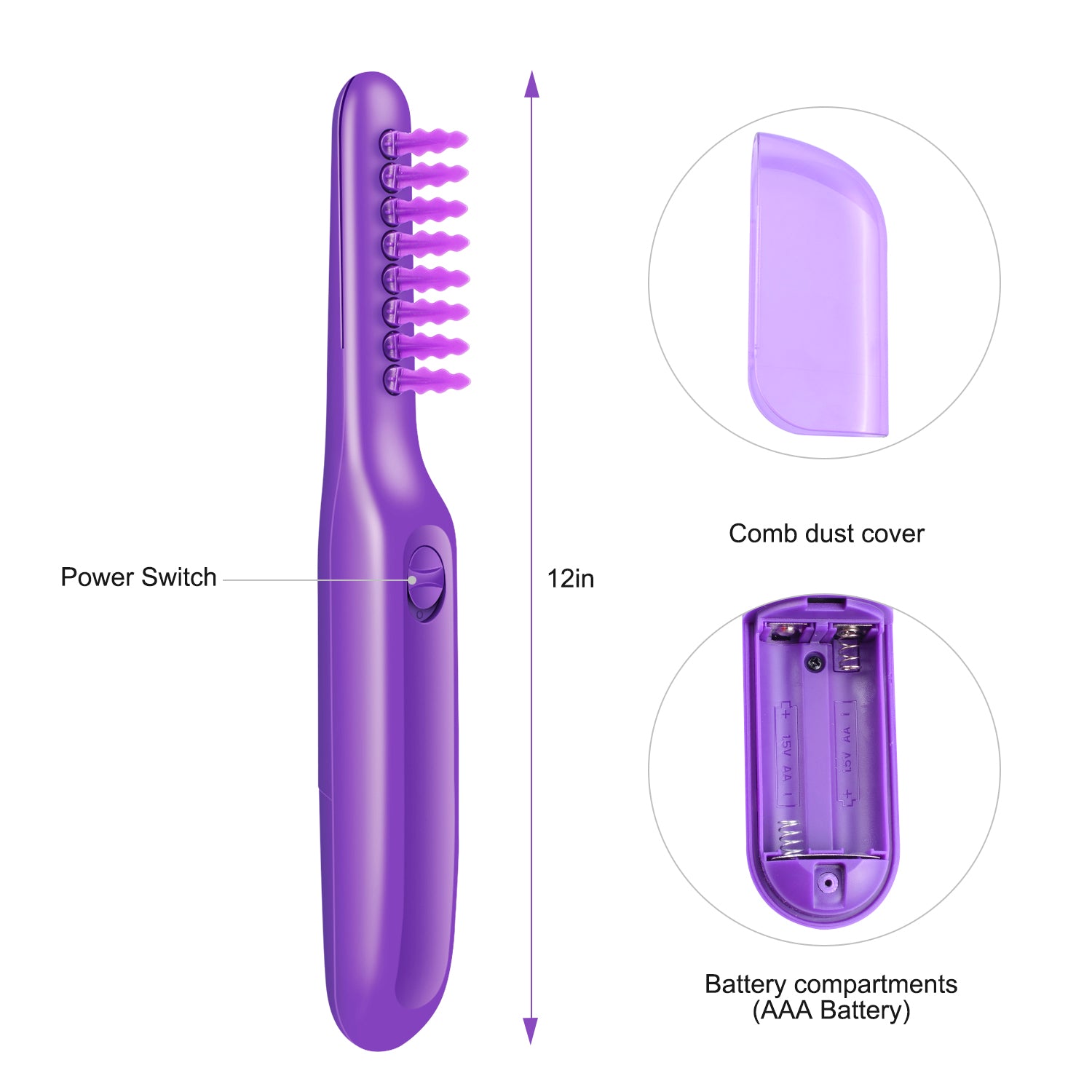 Portable Electric Detangling Wet or Dry Tame The Mane Electric Detangling Brush with Brush Cover, Adults & Kids - Xvogue