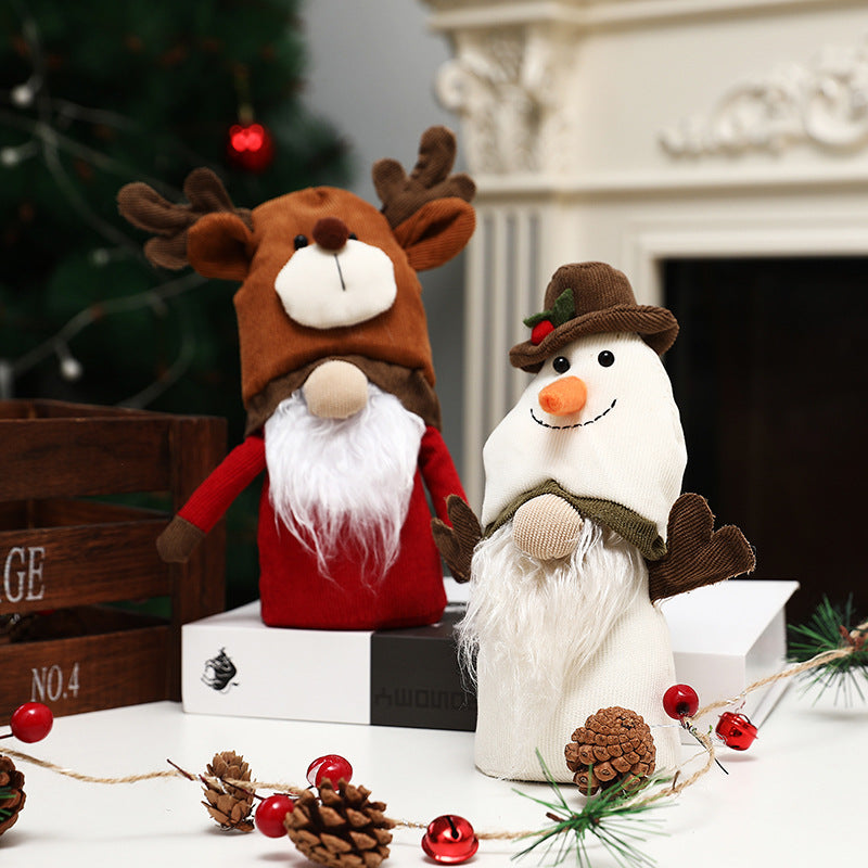New Christmas decorations double-headed Rudolph doll snowman dress up - Xvogue