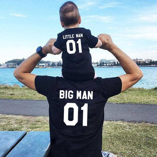 Family matching Look outfits father and son big / little man Dad / baby summer T-shirt - Xvogue