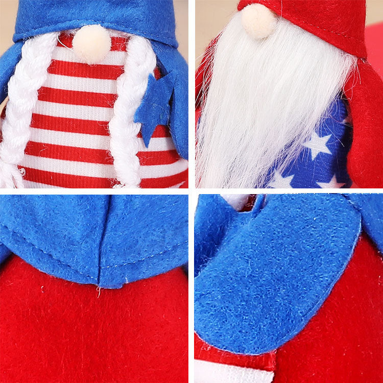 American Independence Day pointed hat long legged faceless elderly plush dwarf doll Rudolph doll children's gift - Xvogue