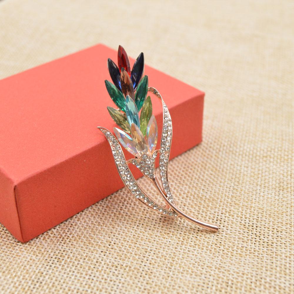 Multi-color Crystal Flower Brooches Pins - Xvogue