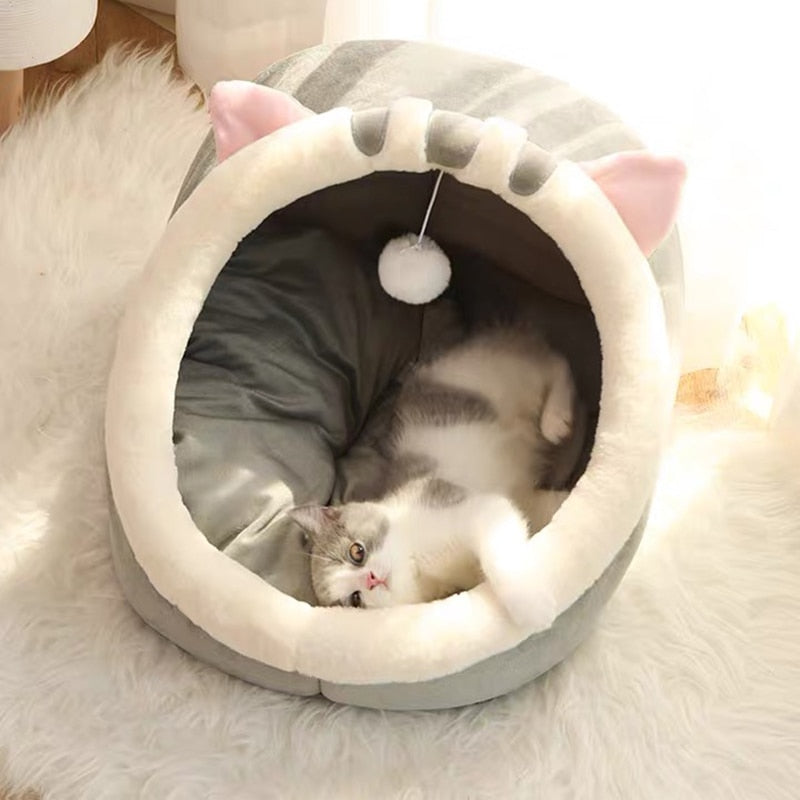 Sweet Cat Bed Warm Pet Basket Cozy Kitten Lounger Cushion Cat House Tent Very Soft - Xvogue