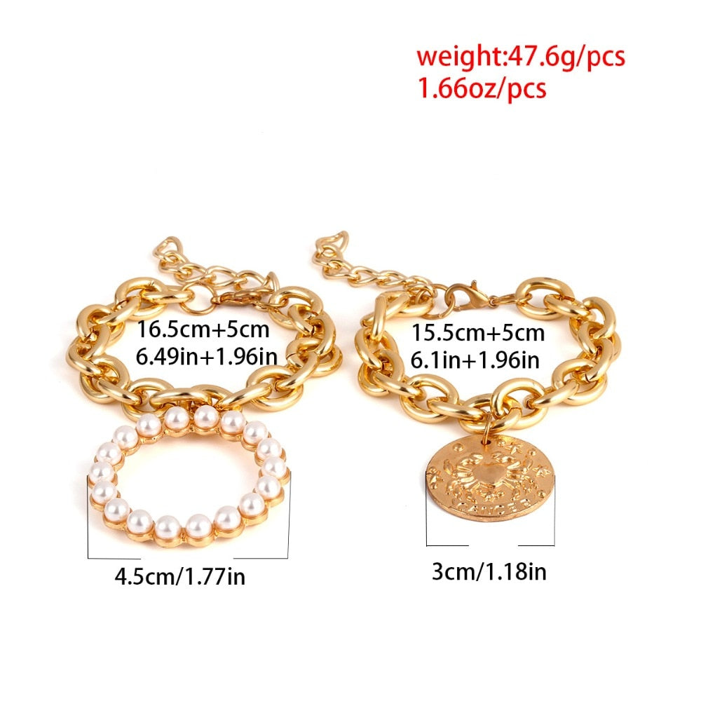 Exaggerated Charm Pearl Crab Pendant Bracelet | Cuff Bracelets Bangles Female Gifts - Xvogue