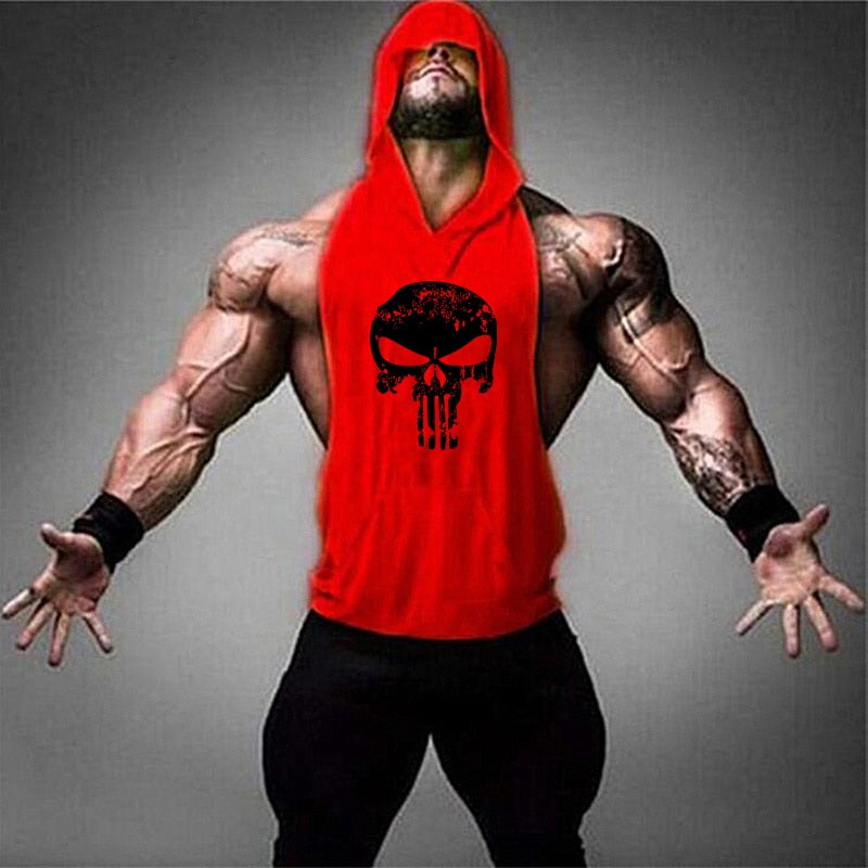 Skull Bodybuilding Stringer Shirt Fitness | Men Gym sleeveless hoodies - Xvogue