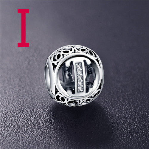 Sterling Silver Vintage Clear Letter Bead Charms | Fit Pandora Women Charm Bracelets Silver Jewelry - Xvogue