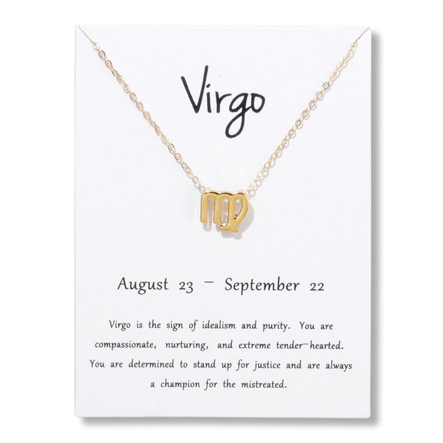 Birthday Gifts 12 Constellation Zodiac Pendant Necklace With White Card - Xvogue