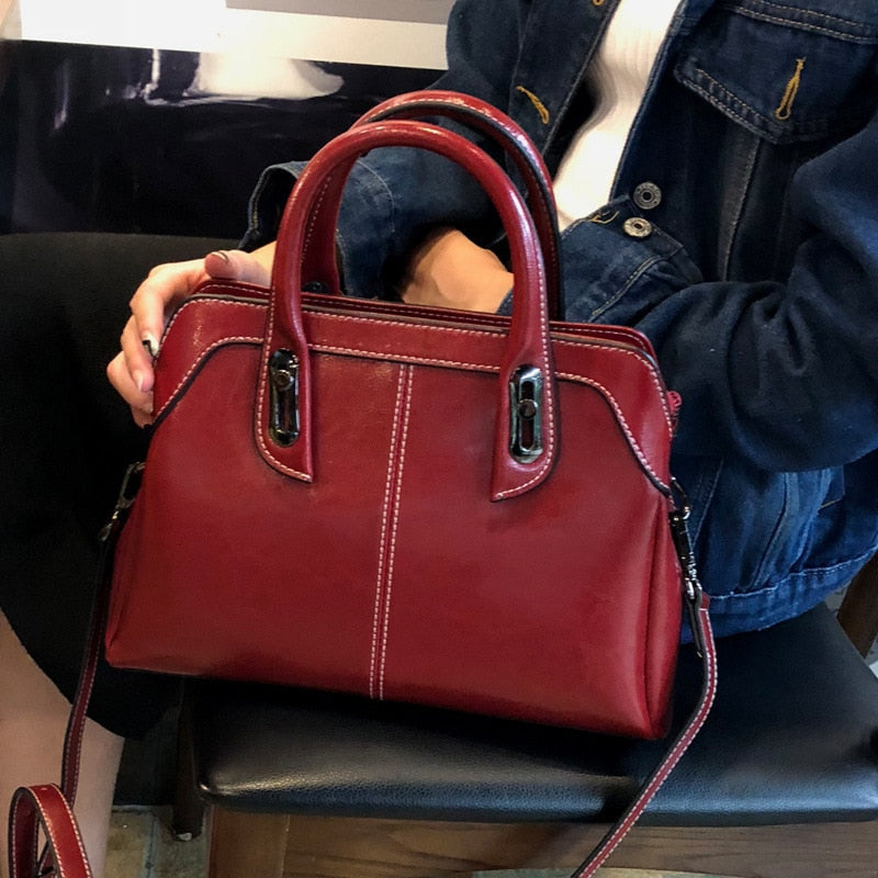 Leather Luxury Handbag | Shoulder Bag For Women | Vintage Business Genuine Leather Hand Bag - Xvogue