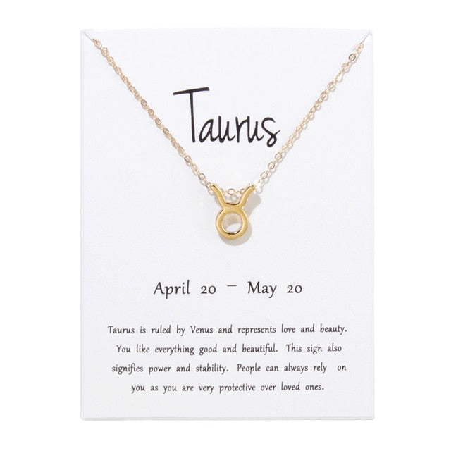 Birthday Gifts 12 Constellation Zodiac Pendant Necklace With White Card - Xvogue