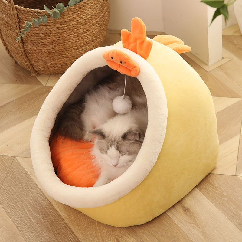 Sweet Cat Bed Warm Pet Basket Cozy Kitten Lounger Cushion Cat House Tent Very Soft - Xvogue
