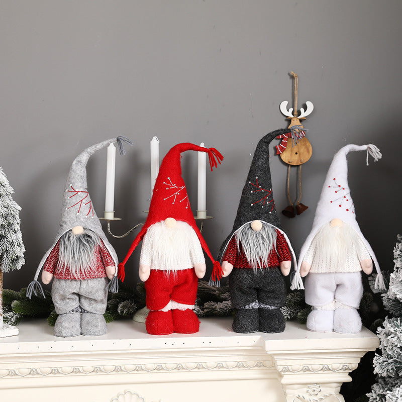 New Christmas decorations telescopic faceless doll pointed hat standing doll - Xvogue
