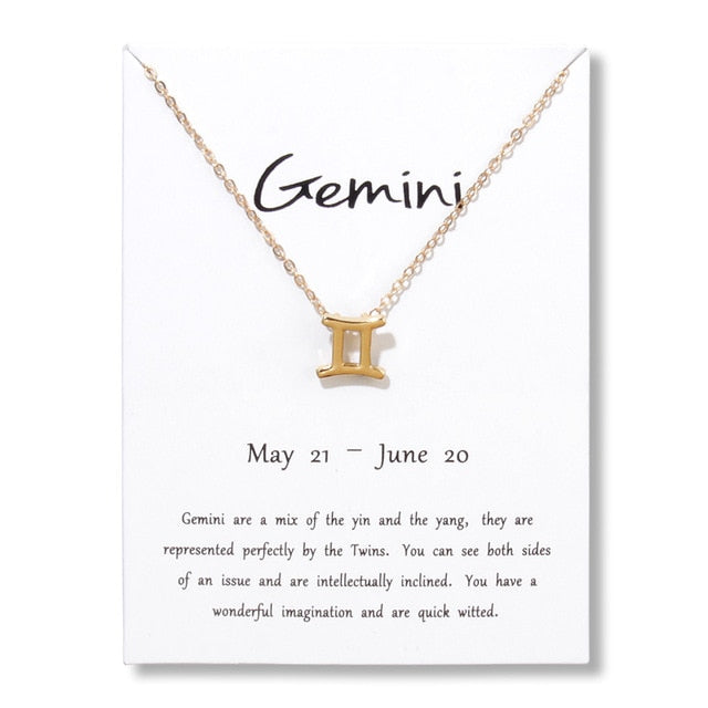 Birthday Gifts 12 Constellation Zodiac Pendant Necklace With White Card - Xvogue