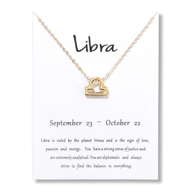 Birthday Gifts 12 Constellation Zodiac Pendant Necklace With White Card - Xvogue