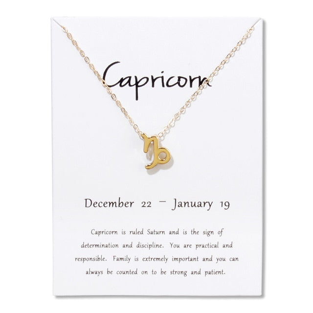 Birthday Gifts 12 Constellation Zodiac Pendant Necklace With White Card - Xvogue