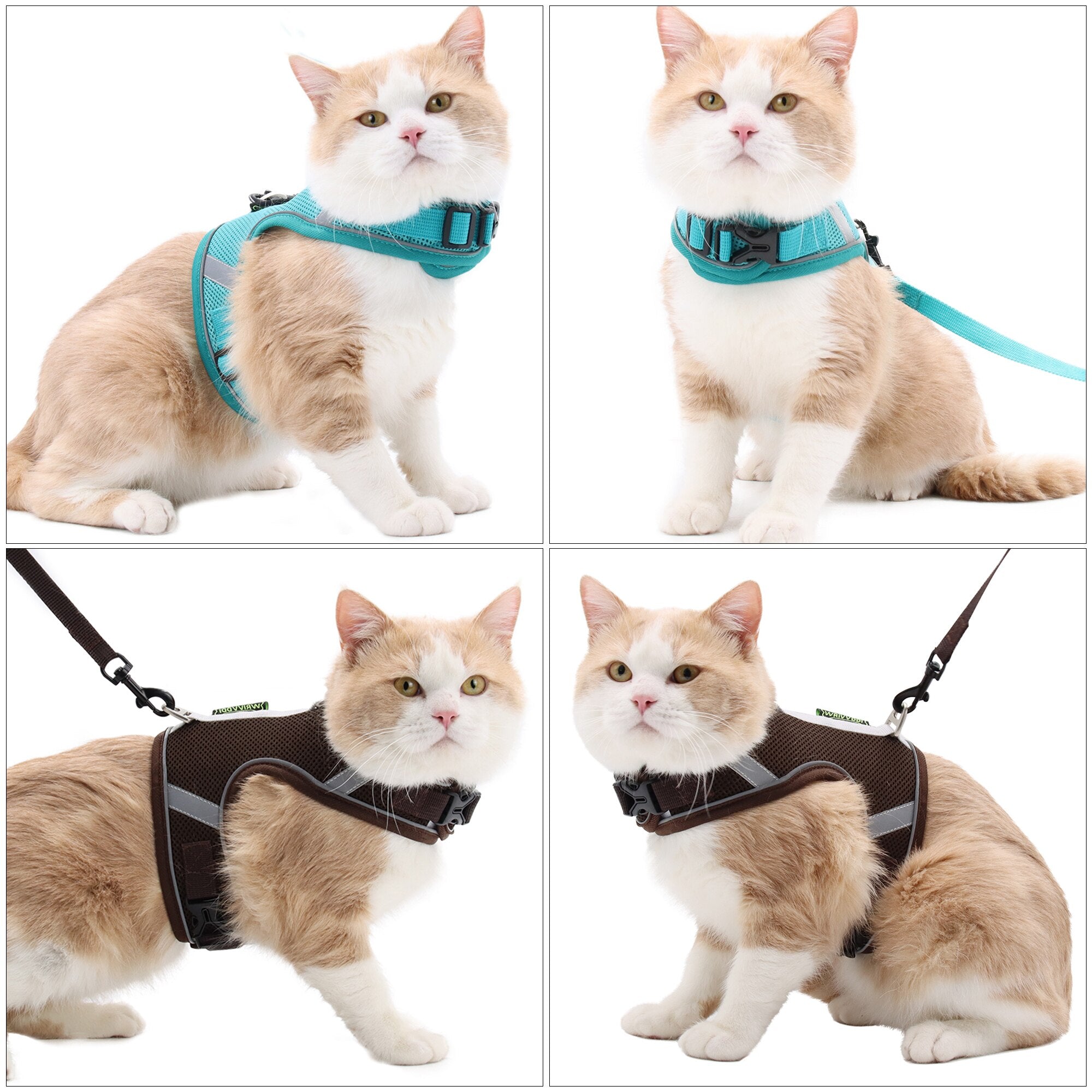 Dog Harness Vest With Lead Leash Small Medium Dogs Cats Reflective Breathable Mesh Pet - Xvogue