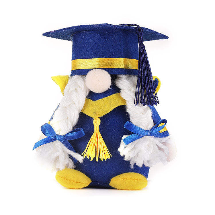 Graduation season blue dwarf faceless doll gift opening doctor hat Rudolph doll decoration toys - Xvogue