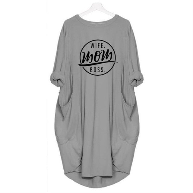 2019 Fashion T-Shirt for Women | WIFE MOM BOSS Print T-shirt | Plus Size Tees Women Off The Shoulder - Xvogue