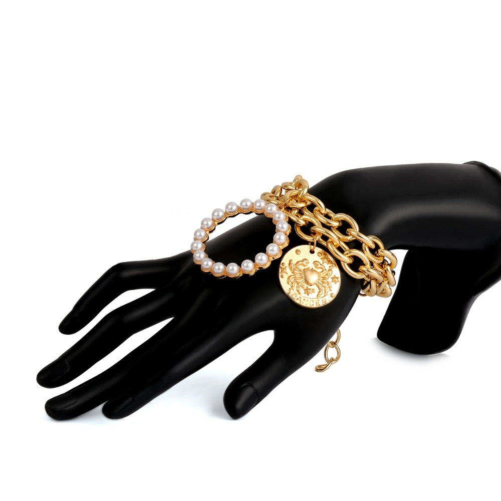 Exaggerated Charm Pearl Crab Pendant Bracelet | Cuff Bracelets Bangles Female Gifts - Xvogue