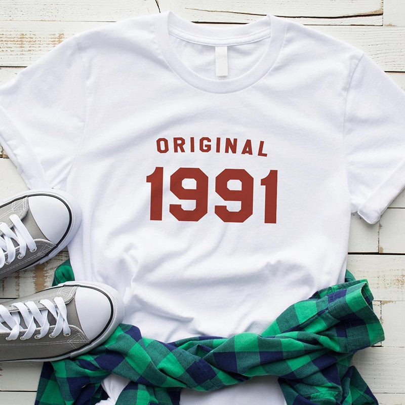 33rd Birthday Original 1991 | Causal T Shirt | Cotton Short Sleeve T-shirts Plus Size Tops - Xvogue