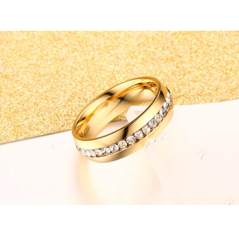 crystal wedding ring for women 6mm stainless steel engagement - Xvogue