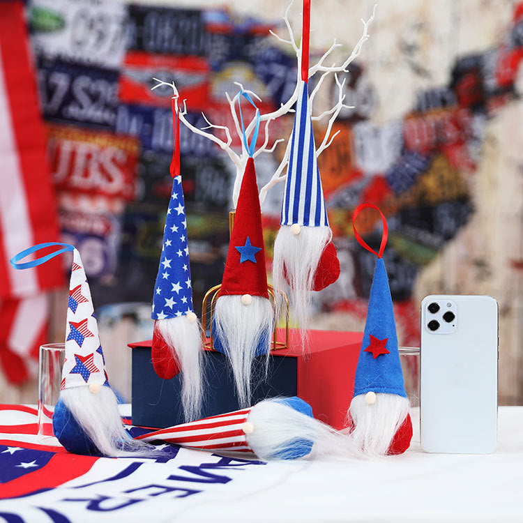 New American Independence Day Rudolph faceless pointed hat doll small pendant National Day decorations children's gift - Xvogue