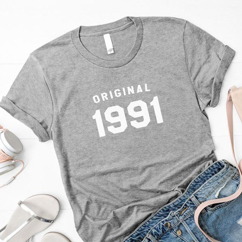 33rd Birthday Original 1991 | Causal T Shirt | Cotton Short Sleeve T-shirts Plus Size Tops - Xvogue