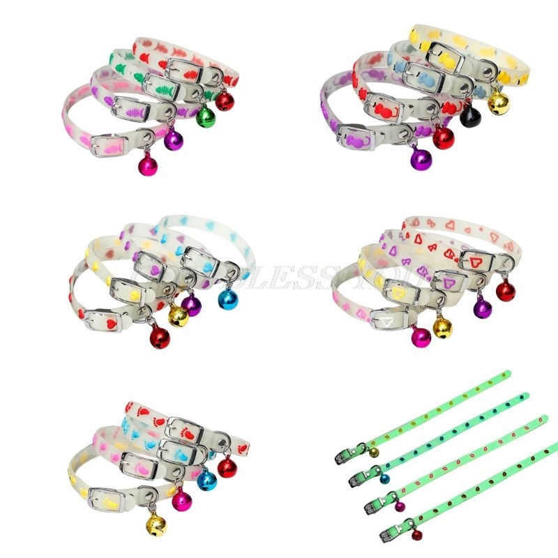 Pet Glowing Collars with Bells | Glow at Night Dogs Cats Necklace - Xvogue