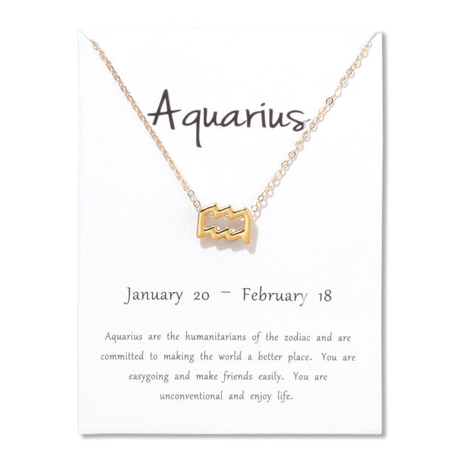 Birthday Gifts 12 Constellation Zodiac Pendant Necklace With White Card - Xvogue