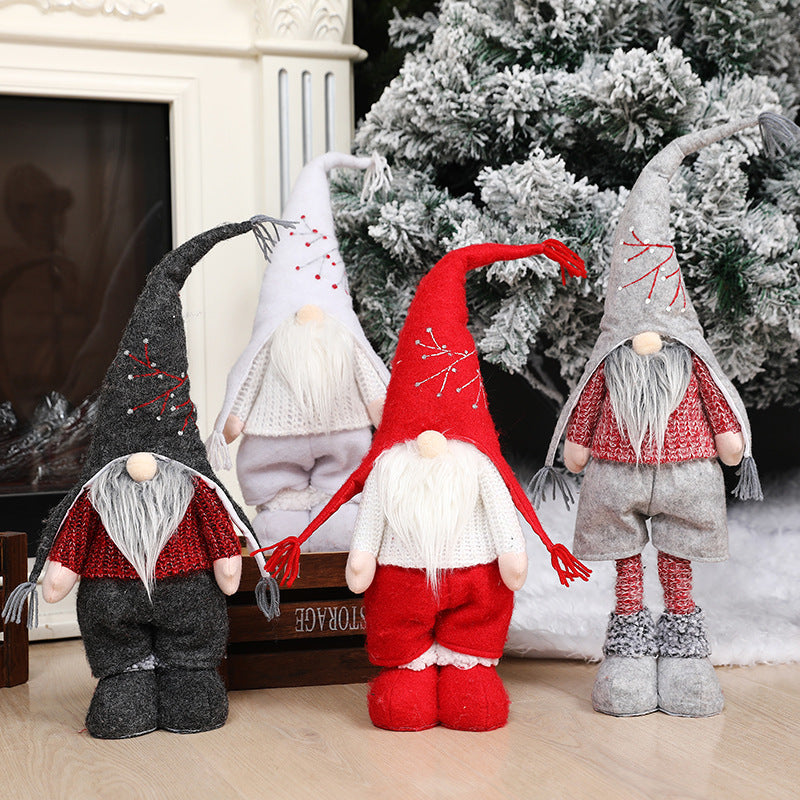 New Christmas decorations telescopic faceless doll pointed hat standing doll - Xvogue