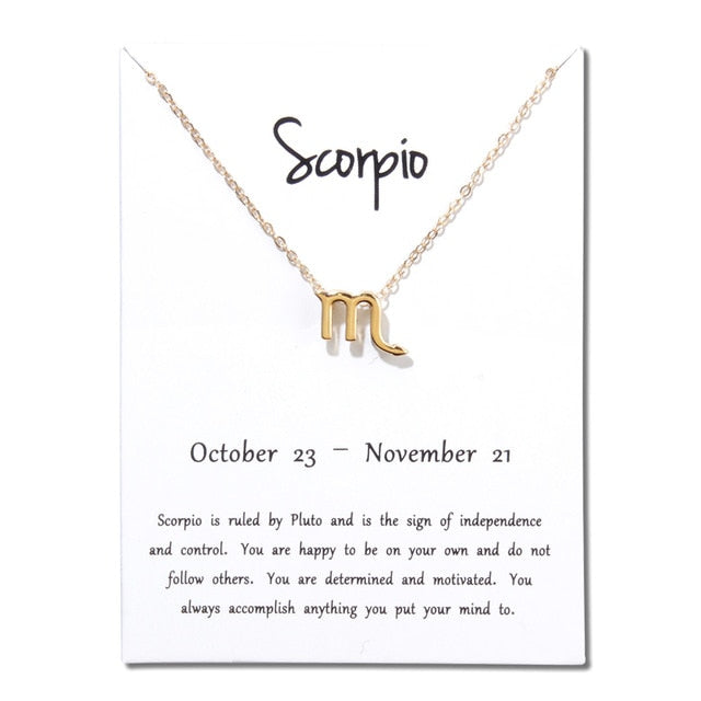 Birthday Gifts 12 Constellation Zodiac Pendant Necklace With White Card - Xvogue