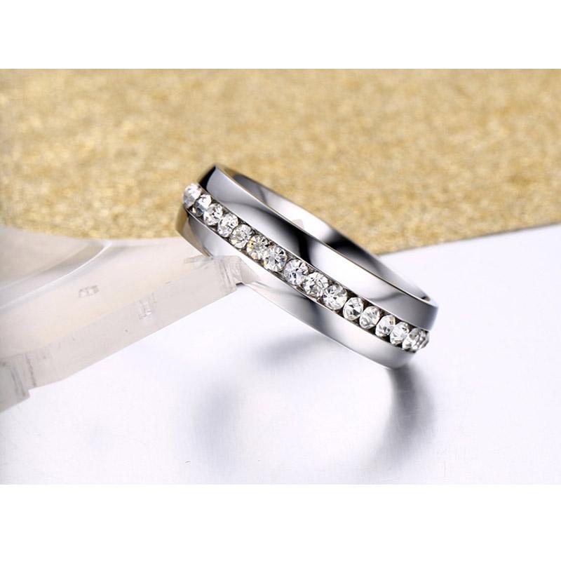 crystal wedding ring for women 6mm stainless steel engagement - Xvogue