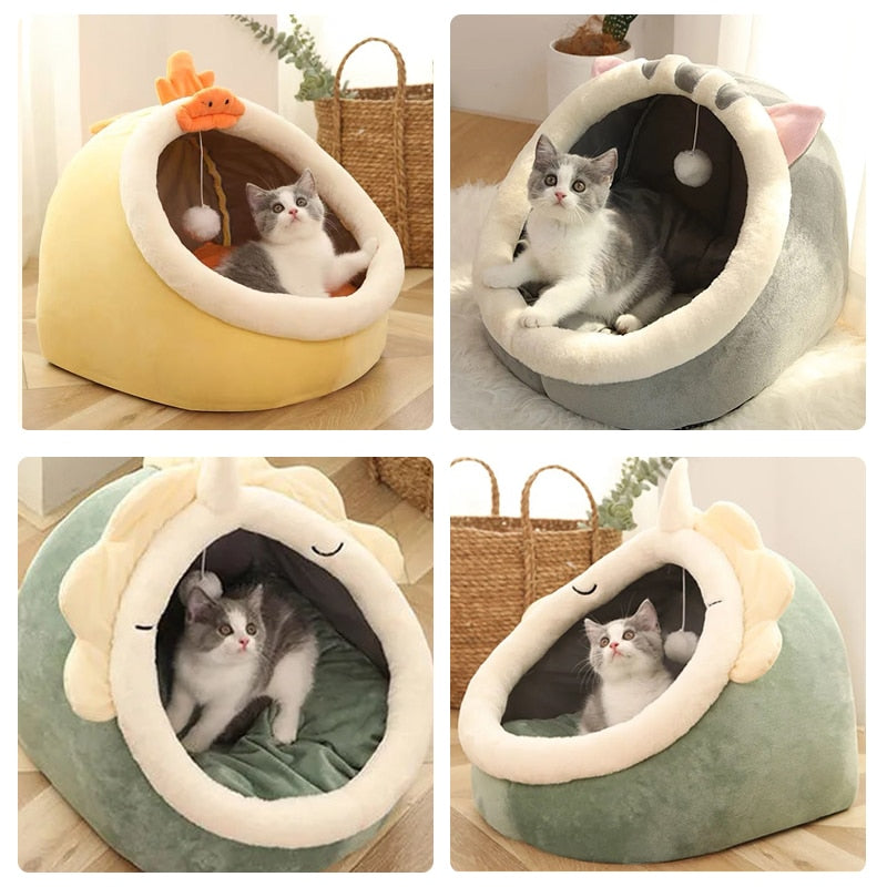 Sweet Cat Bed Warm Pet Basket Cozy Kitten Lounger Cushion Cat House Tent Very Soft - Xvogue