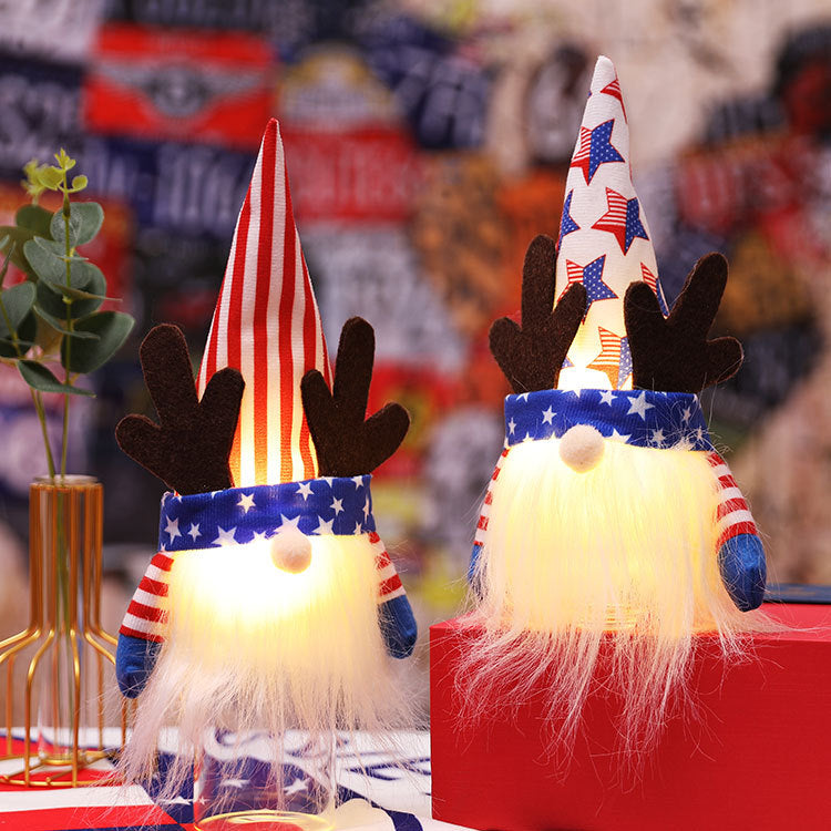 American Independence Day National Day Lighting Faceless Old Man Plush Dwarf Cross-border Rudolph Decorations Children's Gifts - Xvogue