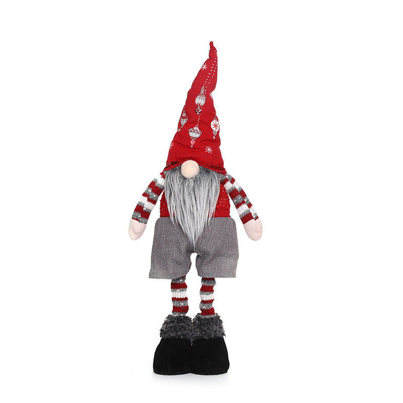 New Christmas decorations retractable faceless doll pointed hat printing standing doll - Xvogue