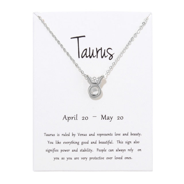 Birthday Gifts 12 Constellation Zodiac Pendant Necklace With White Card - Xvogue