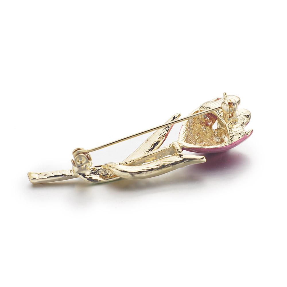 Tulip Flower Brooch Pin Crystal Costume Jewelry - Xvogue