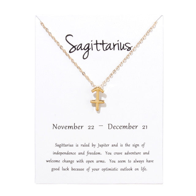 Birthday Gifts 12 Constellation Zodiac Pendant Necklace With White Card - Xvogue