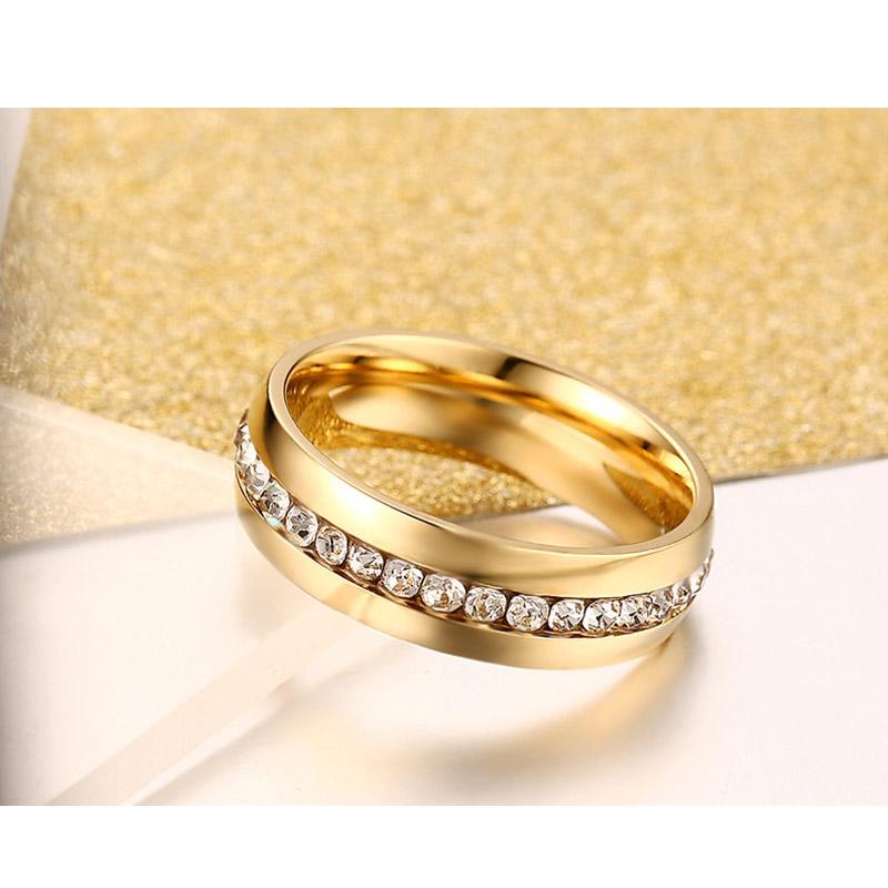 crystal wedding ring for women 6mm stainless steel engagement - Xvogue