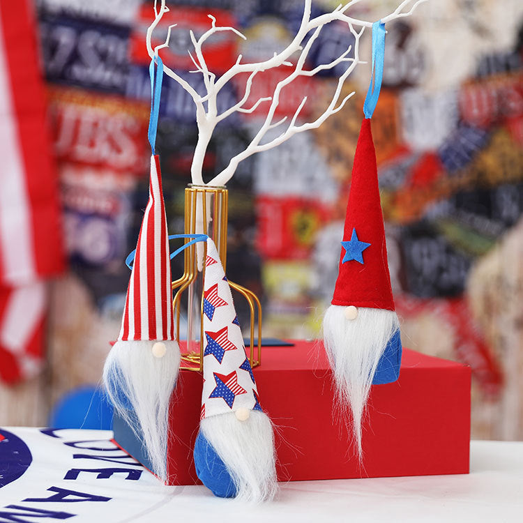 New American Independence Day Rudolph faceless pointed hat doll small pendant National Day decorations children's gift - Xvogue