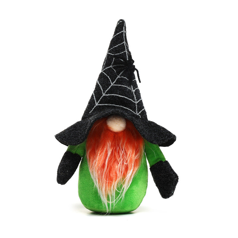 New Halloween decorations spider web hat Rudolph dwarf doll ghost festival faceless doll decoration - Xvogue